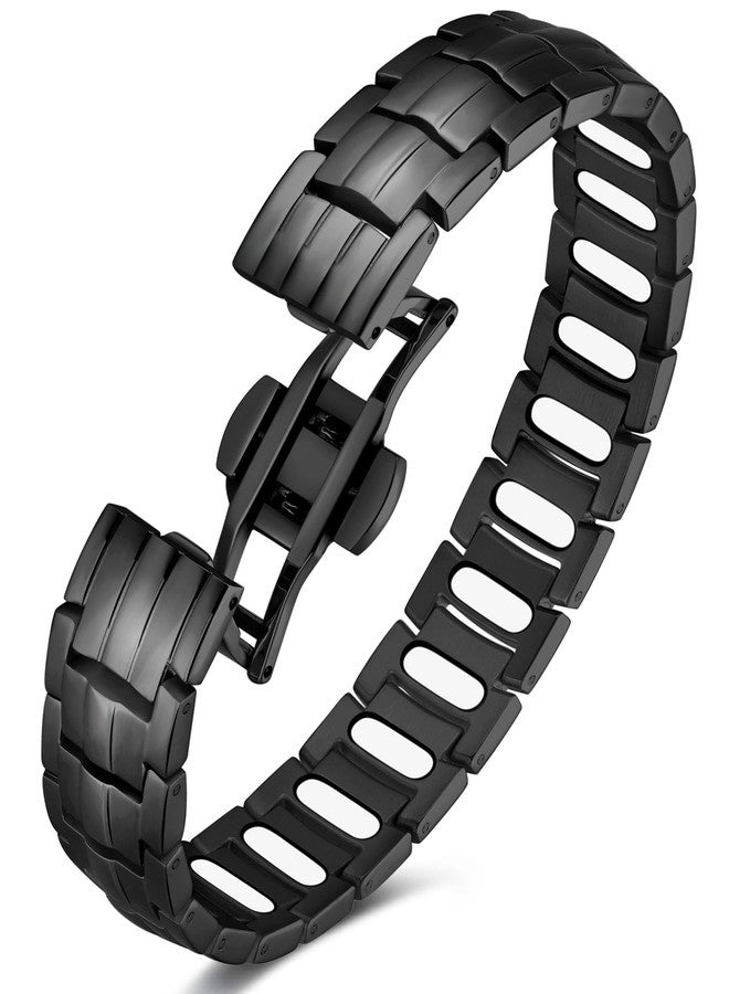 Feraco Magnetic Therapy Bracelet for Men,Titanium Steel Bracelet with 5X Strength Magnets,Premium Fold-Over Clasp (Black) - Image 1